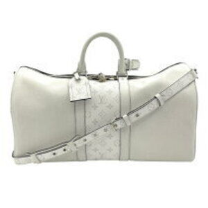 Louis Vuitton Keepall Bandouliere White Taiga Rama Boston Bag